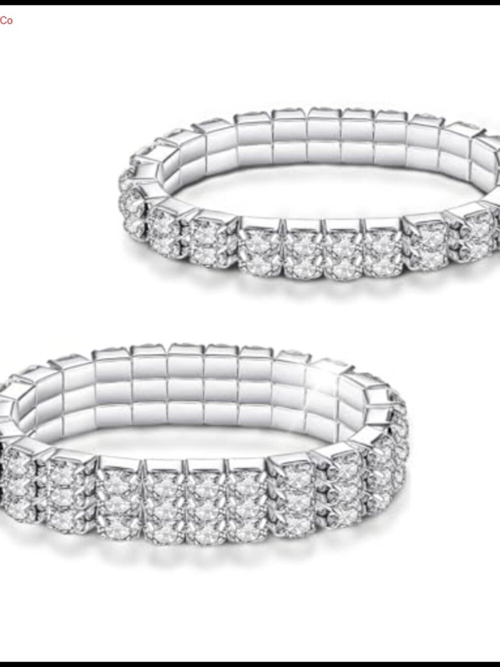 Rhinestone Stretch Bracelets Silver Plated Elastic Bangle Stackable Bridal